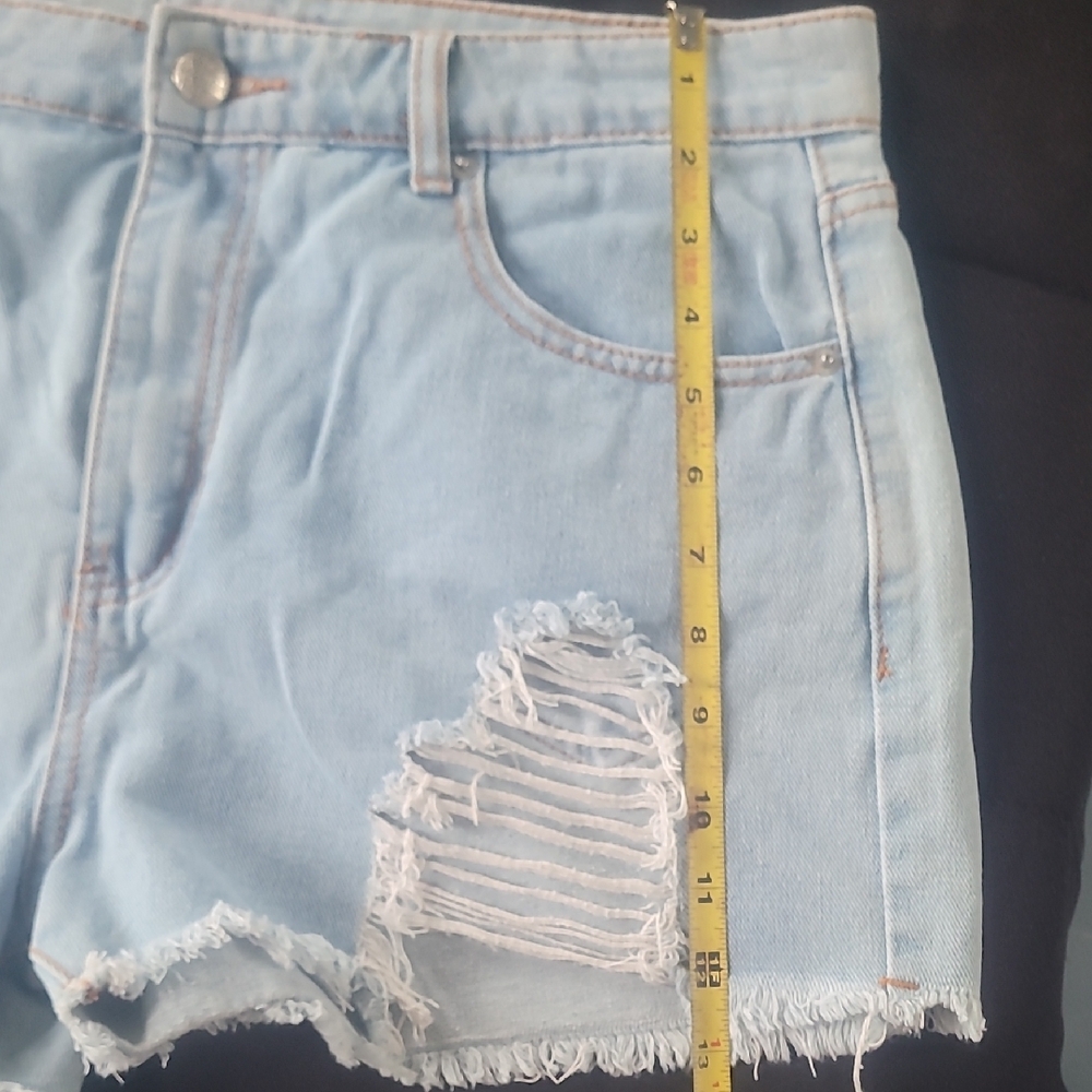 Light Blue Distressed Denim Shorts - Picture 10 of 16